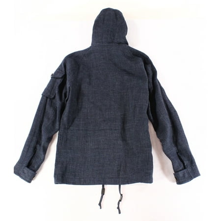 Twcx Mens Winter Outwear Buttons Hooded Linen Fleece Down Jacket Coat 